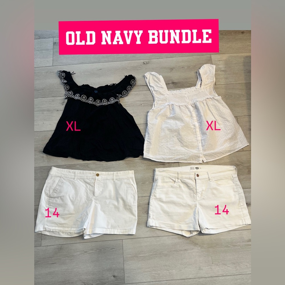 Old Navy 4-Piece Bundle | 2 Tops & 2 Shorts | Size XL & 14 | Summer Wardrobe EUC